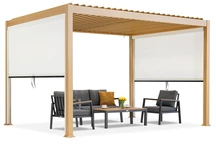 Lagos 3x4 fristående terrasspergola med 3m Garden Point träliknande sidoluckor - vit