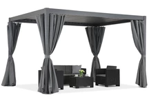 Lagos 3x4 terrass pergola med Garden Point gardiner antracit