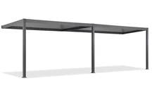 Lagos 3x6 väggmonterad terrasspergola med 3m Garden Point antracitfärgade sidoluckor