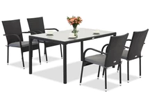 Milan 4 Garden Point technorattan set svart