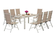 Polywood Verona trädgårdsset i aluminium för 8 personer Garden Point beige