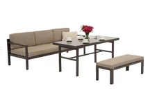 Porto Apetito Comfort 3 trädgårdsmöbelset med bänk brun Garden Point