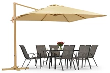 Siena 3x3m träliknande trädgårdsparaply med beige lock Garden Point