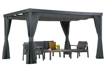 Terrass pergola med gardiner Alicante 3x4 antracit Garden Point