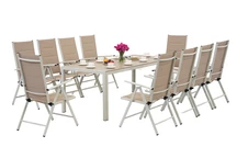 Trädgårdsmöbler i aluminium med stort Polywood Verona-bord för 10 personer Garden Point beige