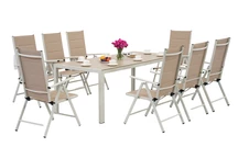 Trädgårdsmöbler i aluminium med stort Polywood Verona-bord för 8 personer Garden Point beige