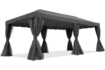 Trädgårdspaviljong med myggnät och gardiner Valencia 3x6 m antracit Garden Point