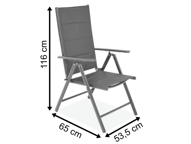 Wymiary produktu Verona Garden Point stolset i aluminium - 2 delar svart - 0x0x0
