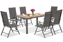Verona Wood trädgårdsset i aluminium för 6 personer Garden Point grå