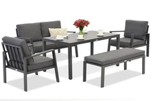 Zakintos Apetito 4 aluminiumset med bänk antracit Garden Point
