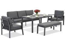 Zakintos Apetito 5 aluminiumset med bänk antracit Garden Point