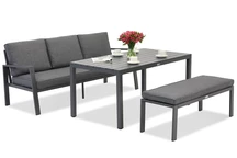 Zakintos Apetito Comfort 3 aluminiumset med bänk antracit Garden Point