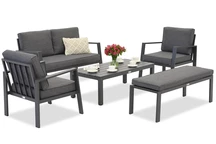 Zakintos Coffee 4 aluminiumset med bänk antracit Garden Point