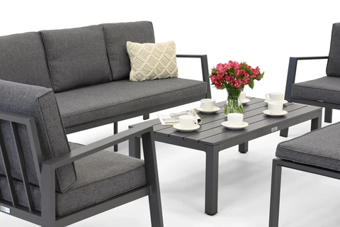 Zakintos Coffee 5 aluminiumset med bänk antracit Garden Point