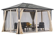 Modernt trädgårdspaviljong Santiago Premium 4x3m Garden Point beige