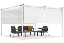 Vit terrasspergola med rulljalusier La Palma 4x4m Garden Point