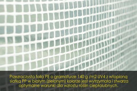 Transparent 140g/m2 UV4 PE-film med inbäddat PP-nät