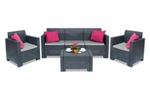 Möbelgrupp i konstrotting med 3-sitssoffa Nebraska Coffee 5 antracit Bica